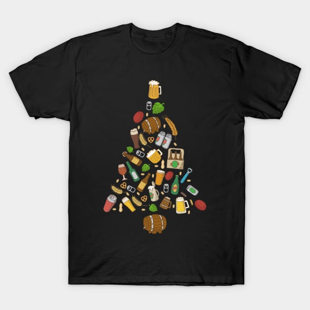 Beer Christmas Tree Men Women Beer Ugly Christmas T-Shirt by KsuAnn